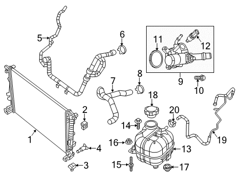 2015 Jeep Cherokee Radiator & Components Engine Cooling Radiator Diagram for 68197299AC
