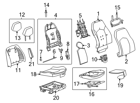 2011 Cadillac CTS Passenger Seat Components Seat Cushion Heater Diagram for 22739288