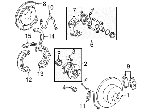 2009 Lexus ES350 Parking Brake Shoe Assembly, Parking Brake Diagram for 46540-20070