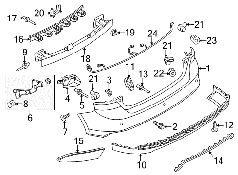 2015 Ford Focus Rear Bumper Reflector Diagram for BM5Z-13A565-A