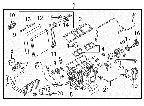 2021 INFINITI Q60 A/C & Heater Control Units Mode Actuator Assembly Diagram for 27741-4GF0A