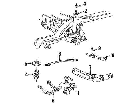 1997 Ford Taurus Rear Suspension Components, Stabilizer Bar Coil Spring Diagram for F6DZ-5560-S
