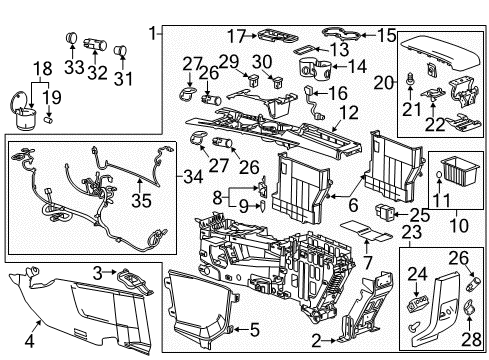 2012 Chevrolet Equinox Center Console Console Assembly Diagram for 22799028