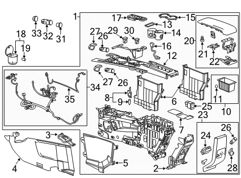 2015 Chevrolet Equinox Center Console Console Assembly Diagram for 23157397