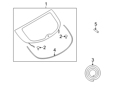 2014 Infiniti QX50 Lift Gate - Glass & Hardware Holder-Back Door Glass Diagram for 90356-1BA0A