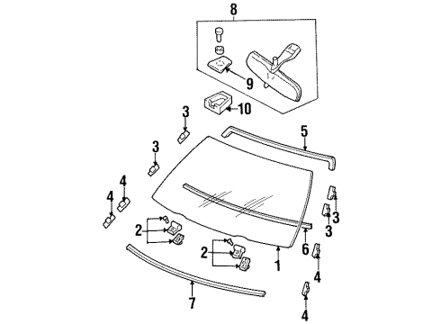 1997 Acura CL Windshield Glass Cover, Stay (Light Quartz Gray) (Donnelly) Diagram for 76408-SH1-A01ZQ