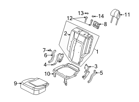 2003 Jeep Liberty Rear Seat Components Cushion Cover And Pad Diagram for UZ271L2AA