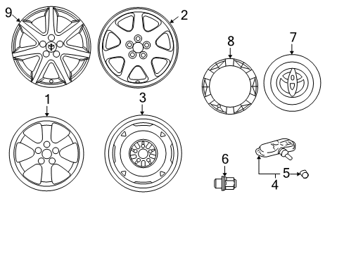 2007 Toyota Prius Tire Pressure Monitoring Wheel Cover Diagram for 42602-47040