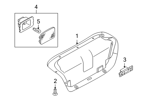 2009 Infiniti M35 Bulbs Finisher-Trunk Lid Diagram for 84966-EJ70A