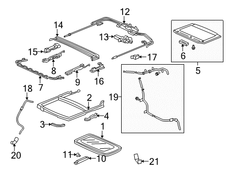 2008 Honda Odyssey Sunroof Sunshade Assy. *G64L* (OLIVE) Diagram for 70600-SHJ-A41ZA