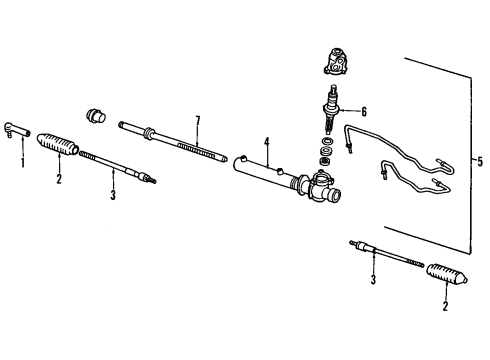1991 Infiniti G20 P/S Pump & Hoses, Steering Gear & Linkage Power Steering Gear Assembly Diagram for 49200-59J00