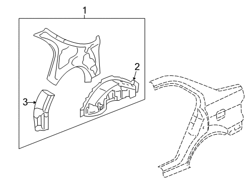 2001 Honda Civic Inner Structure - Quarter Panel Wheelhouse, L. RR. Diagram for 64730-S5A-A00ZZ