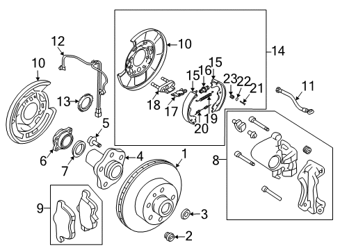 2005 Nissan 350Z Brake Components CALIPER Assembly-Rear RH, W/O Pads Or SHIMS Diagram for 44001-CD00D