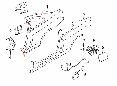 2008 BMW 328xi Quarter Panel & Components Filler Flap Actuator Diagram for 67116987632