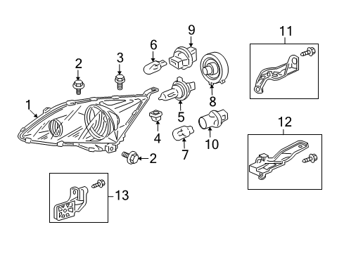 2010 Honda CR-V Bulbs Replacement Stay Kit B, L. Headlight Diagram for 06150-SWA-A11