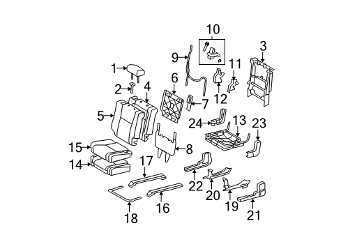Diagram for 2007 Toyota Tundra Rear Seat Components 