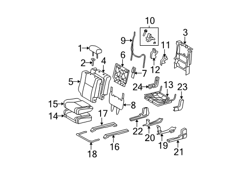 2012 Toyota Tundra Rear Seat Components Cushion Frame Diagram for 71650-0C010