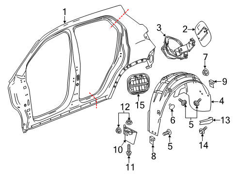 2020 Buick Envision Quarter Panel & Components Wheelhouse Liner Diagram for 22915589