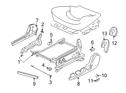 2005 Hyundai XG350 Tracks & Components Cover-Front Seat Mounting Rear Inner Diagram for 88567-38000-LK
