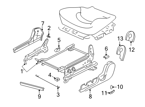 2005 Hyundai XG350 Tracks & Components Knob-Power Seat Recliner Diagram for 88083-39000-LK