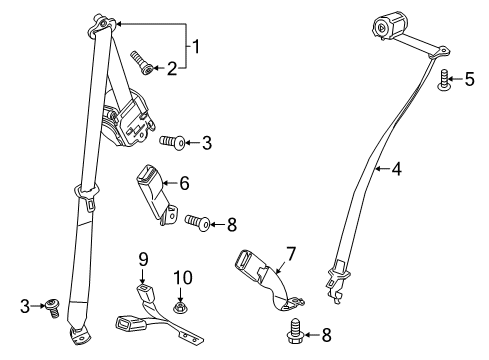 2021 Chevrolet Traverse Seat Belt Buckle End Diagram for 84749812