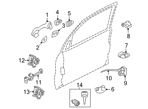 2005 Ford Escape Front Door Latch Assembly Diagram for 6L8Z78219A65DA