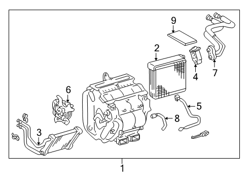 2002 Toyota Avalon Air Conditioner AC & Heater Assembly Diagram for 87050-07091