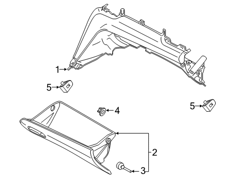 2020 Hyundai Veloster N Glove Box Bezel-Glove Box STRIKER, LH Diagram for 84546-J3000-NNB