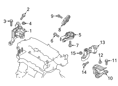 2019 Toyota Yaris Engine & Trans Mounting Transmission Mount Bracket Diagram for 12325-WB001