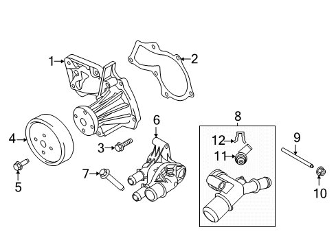 2022 Ford Escape Water Pump Thermostat Unit Diagram for GN1Z-8592-B