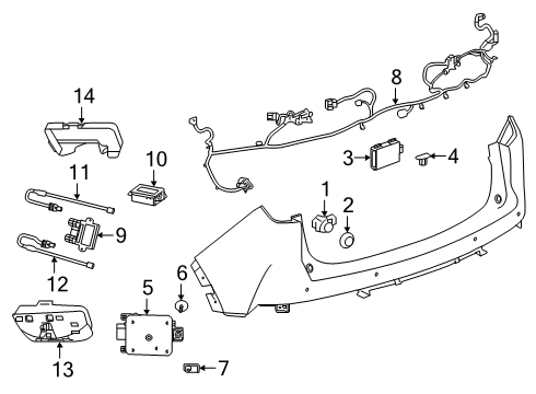 2019 Cadillac XT4 Lane Departure Warning Mount Bracket Diagram for 84953554