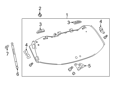 2017 Toyota Highlander Glass & Hardware - Back Glass Glass Lock Diagram for 69370-0E020