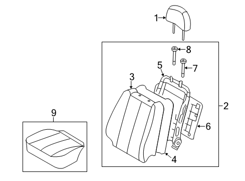 2009 Hyundai Sonata Passenger Seat Components Cushion Assembly-Front Seat, Passenger Diagram for 88210-0A050-HZC