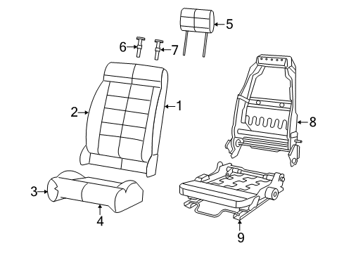 2011 Jeep Wrangler Front Seat Components Seat Cushion Foam Diagram for 68088743AA