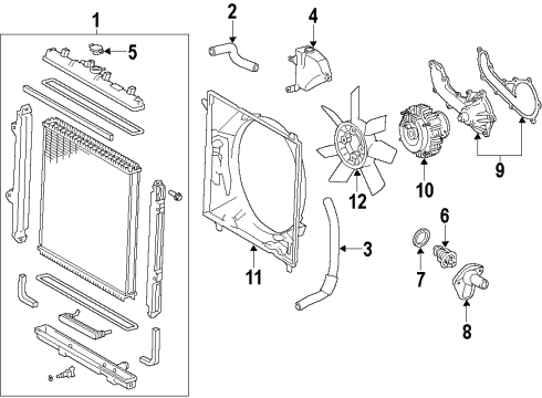 2010 Toyota 4Runner Cooling System, Radiator, Water Pump, Cooling Fan Fan Shroud Diagram for 16711-75260