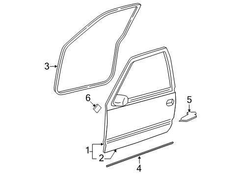 2004 GMC Sierra 2500 Front Door Seal Asm-Side Door Opening Frame Rear Lower Reinforcement Diagram for 10379008