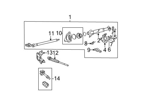 1998 Nissan Pathfinder Steering Column & Wheel, Steering Gear & Linkage Joint Assembly-Steering Diagram for 48070-0W00A