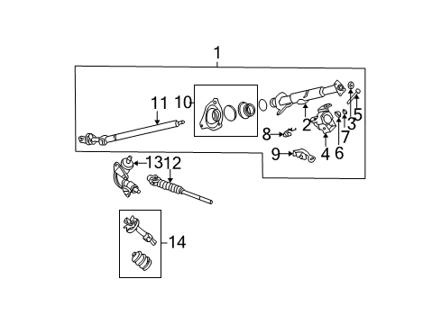 1998 Nissan Pathfinder Steering Column & Wheel, Steering Gear & Linkage Shaft Assy-Steering Column, Upper Diagram for 48820-0W000