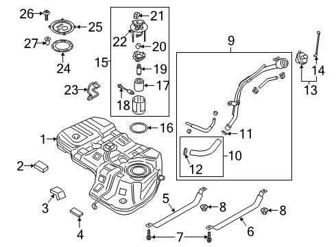 2019 Hyundai Santa Fe Fuel Injection Clamp Assembly Diagram for 31141D3450