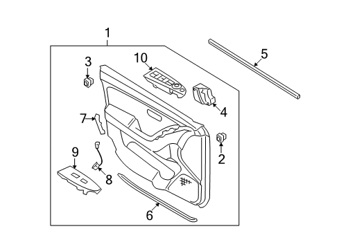 2009 Hyundai Elantra Front Door Weatherstrip-Front Door Trim Lower LH Diagram for 82356-2H000-4W