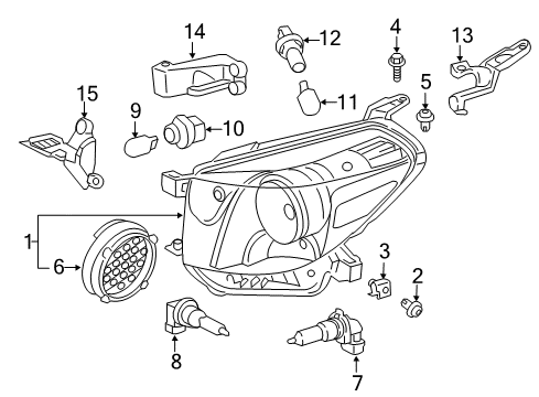 2015 Scion iQ Headlamps Composite Headlamp Diagram for 81130-74090