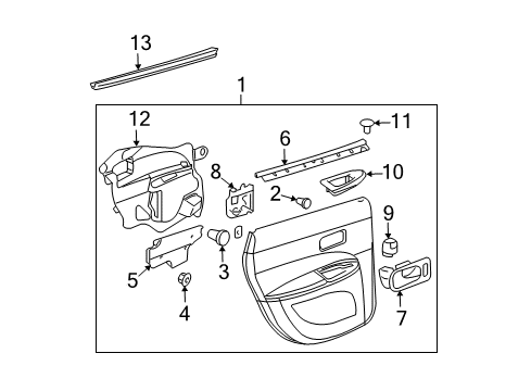 2007 Buick LaCrosse Rear Door Rear Side Door Window Regulator Assembly Diagram for 25980396