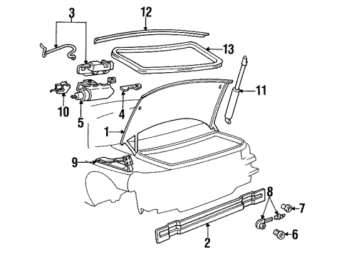 1988 Buick Reatta Trunk WEATHERSTRIP, Rear Compartment Lid Diagram for 20588164