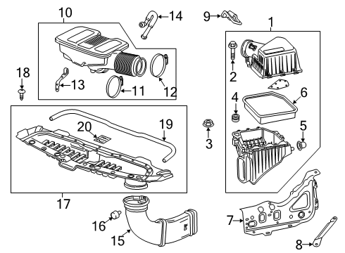 2019 GMC Sierra 1500 Filters Outlet Duct Bracket Diagram for 23376450