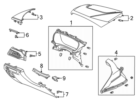 2022 Acura MDX Cluster & Switches, Instrument Panel Holder (Alluring Ecru) Diagram for 77305-TYA-A01ZA