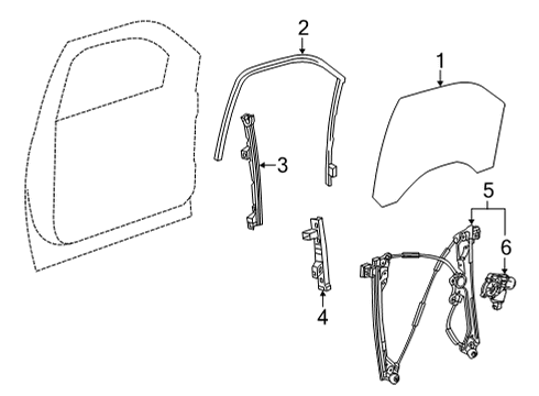 2021 Cadillac Escalade Front Door Run Weatherstrip Diagram for 84873835