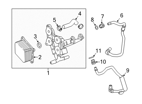 2016 Cadillac CTS Oil Cooler Cooler Assembly Diagram for 12670866