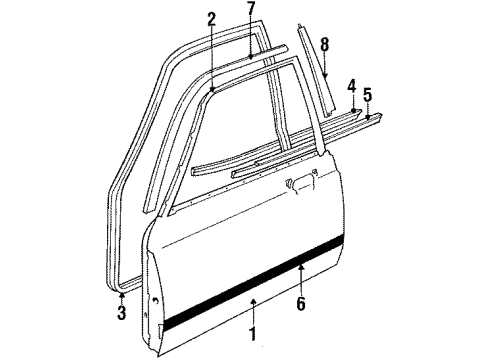 1984 BMW 733i Front Door Door Weatherstrip Inner Diagram for 51211886503