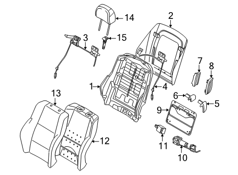 2009 BMW 650i Front Seat Components Foam Section, Backrest Diagram for 52107052353
