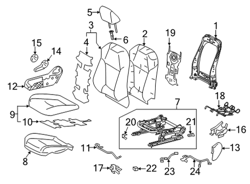 2022 Toyota Venza Passenger Seat Components Seat Back Pad Diagram for 71551-48270